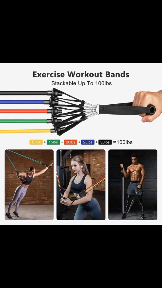 ✨11 Pcs Resistance Band Set for Heavy Workout | Limited in Stock 🔥🏋🏻